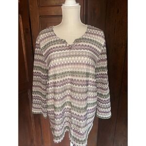 Alfred‎ Dunner Blouse Womens Lace Crochet Artsy Feminine Casual Top Blouse Sz XL